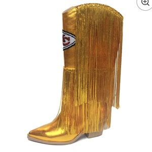 Gold Fringe Western Kansas City chiefs boots NWOB